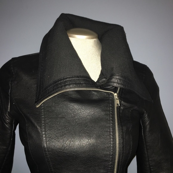 NOISY MAY Women’s Faux Leather Motorcycle Jacket - Picture 3 of 11